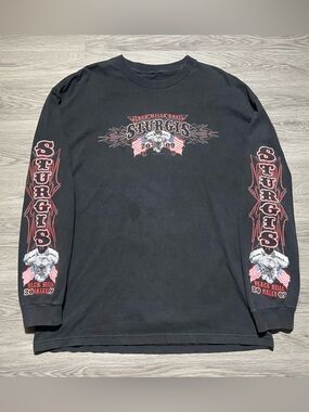 Vintage Sturgis, long sleeve double sided graphic biker rally T-shirt, men’s XL